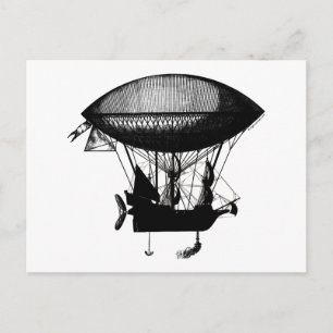 Steampunk pirate airship postcard