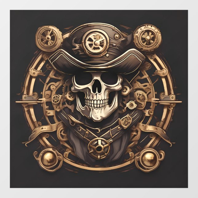 Steampunk Pirate Skull Window Cling (Sheet)