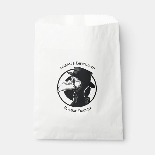 Steampunk Plague Doctor Bird Mask B/W Favour Bag (Front)