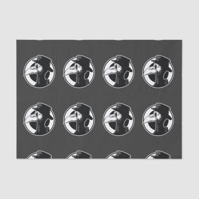 Steampunk Plague Doctor Bird Mask B/W Tissue Paper (Front)