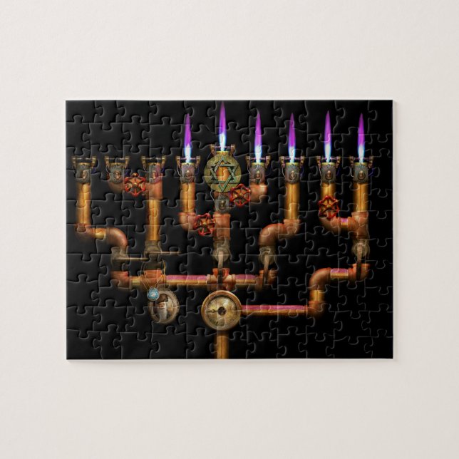 Steampunk - Plumbing - Lighting the Menorah Jigsaw Puzzle (Horizontal)