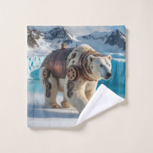 Steampunk Polar Bear Warrior Wash Cloth