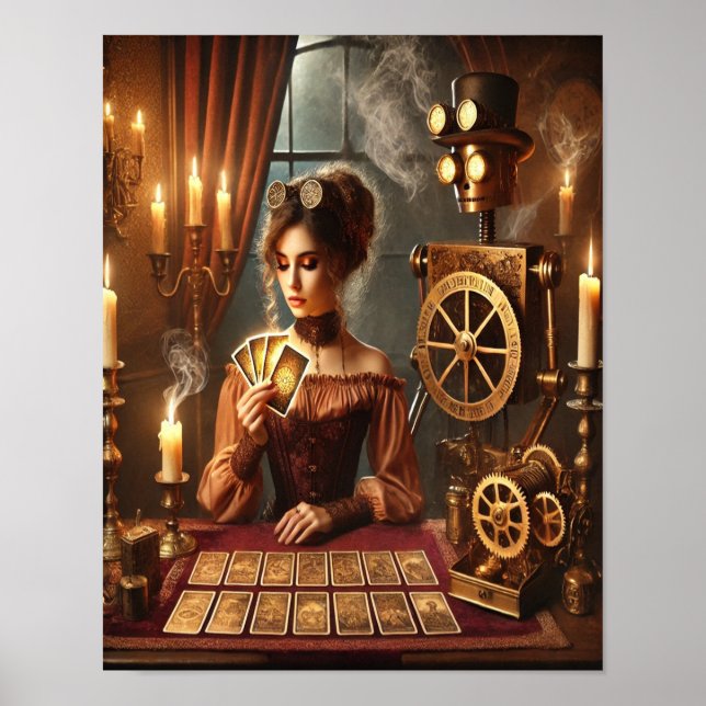 Steampunk Poster 46, The Clockwork Tarot Reader (Front)