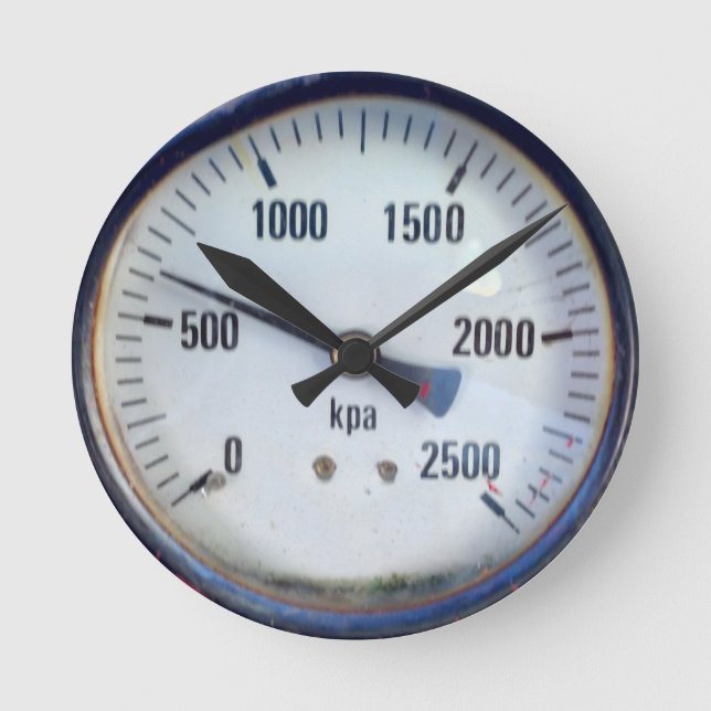 Steampunk Pressure Gauge Round Clock (Front)