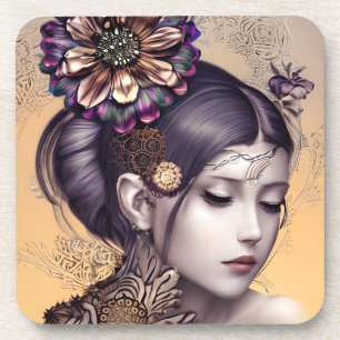 Steampunk Princess with a Copper Colored Flower Coaster