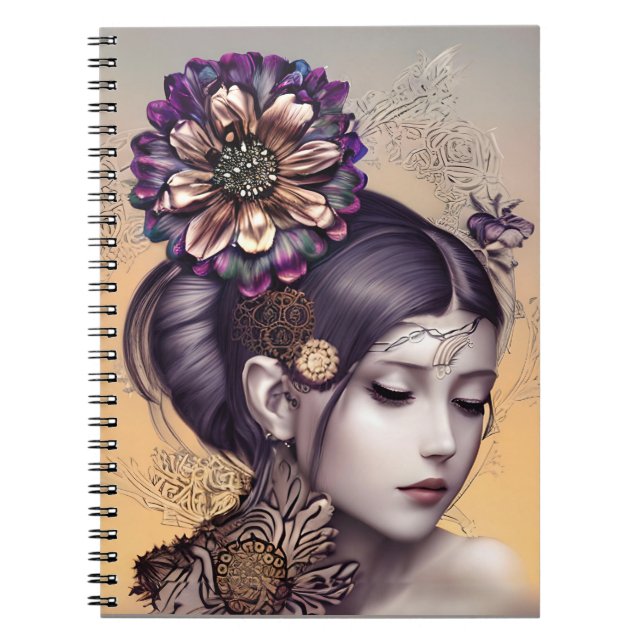 Steampunk Princess with a Copper Coloured Flower Notebook (Front)