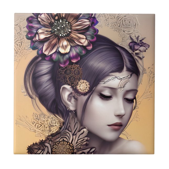 Steampunk Princess with a Copper Coloured Flower Tile (Front)