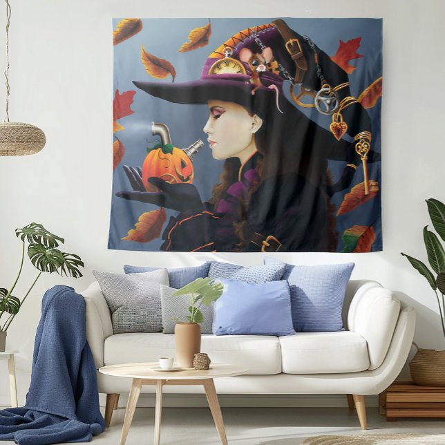 Steampunk Pumpkin Witch Tapestry (Creator Uploaded)