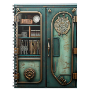 Steampunk puzzle door unusual brass books