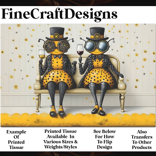 Steampunk Queen Bees + Wine AM7 Decoupage Tissue Paper (Creator Uploaded)