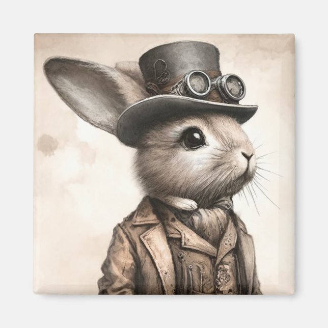 Steampunk Rabbit Magnet (Front)