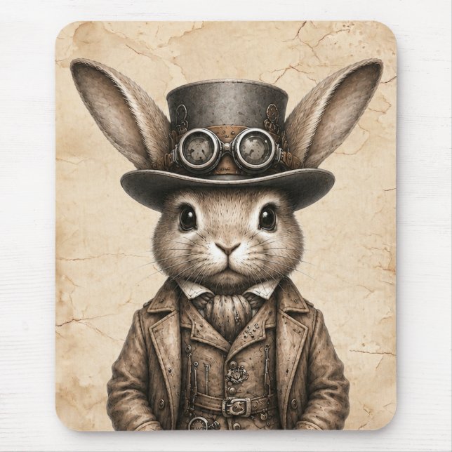 Steampunk Rabbit  Mouse Pad (Front)