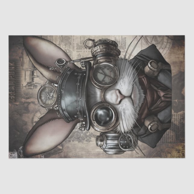 Steampunk Rabbit Tissue Paper (Front)
