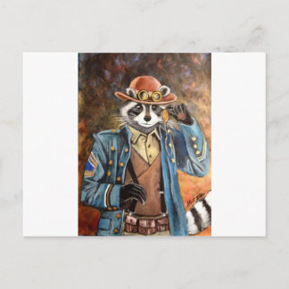 Steampunk Raccoon Postcard