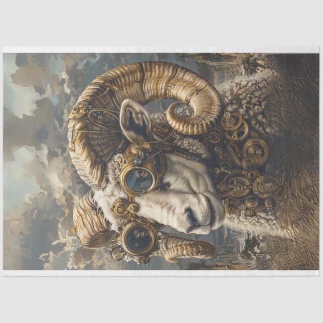 Steampunk Ram Horns Decoupage  Tissue Paper (Front)
