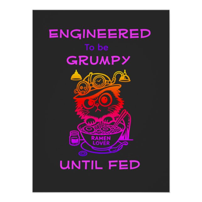 Steampunk Ramen Cat Poster (Front)