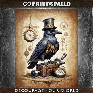 Steampunk Raven with top hat and watches Tissue Paper