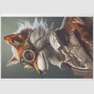 Steampunk Red Fox Victorian Style Decoupage Tissue Paper