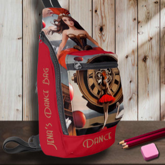 Steampunk Red Watercolor Ballerina Sling Bag