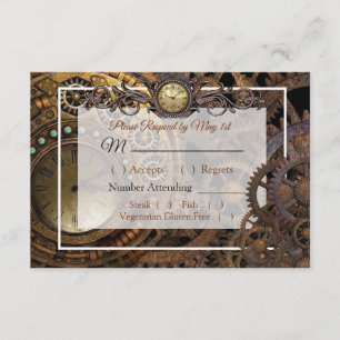 Steampunk Renaissance Wedding RSVP card