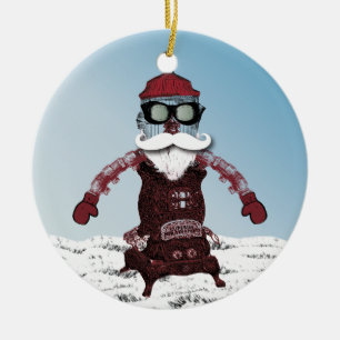 Steampunk Robot One Cool and Hip Santa Ceramic Ornament
