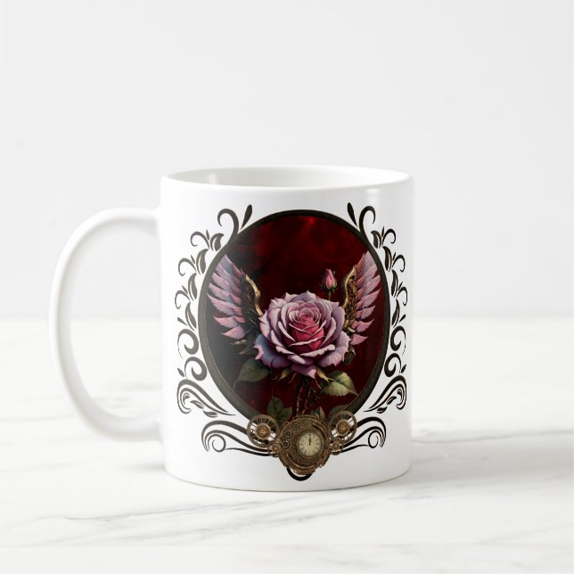 Steampunk rose coffee mug (Left)