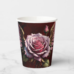 Steampunk rose paper cups