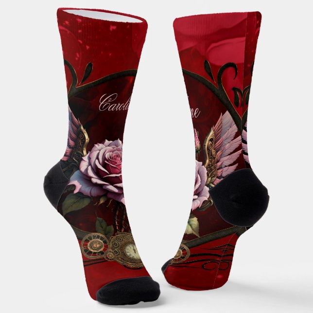 Steampunk rose socks (Angled)