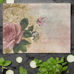 Steampunk Rose   Sophisticated Vintage Ephemera Kitchen Towel