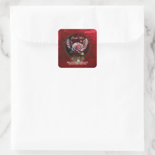 Steampunk rose square sticker