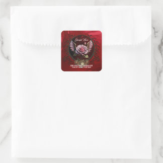 Steampunk rose square sticker