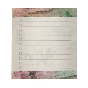Steampunk Rose Vintage Torn Grunge Checklist Dry Notepad