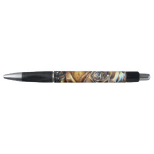 Steampunk Rose with Surreal Face – Mechanical Flor Pen