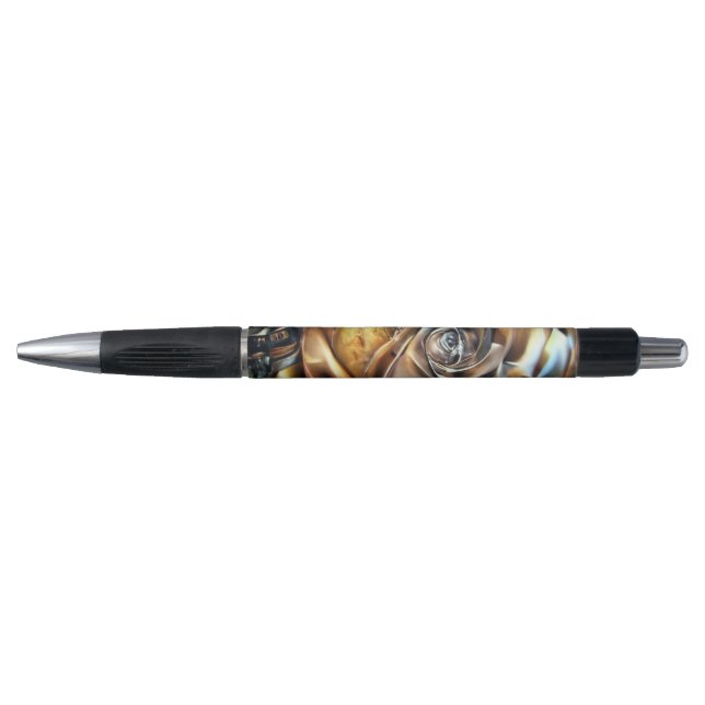 Steampunk Rose with Surreal Face – Mechanical Flor Pen (Front)