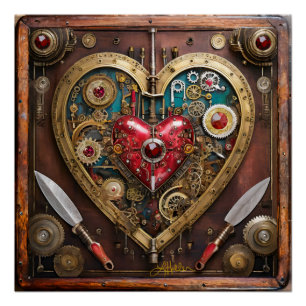 Steampunk Rubies And Daggers Warrior Valentine Poster