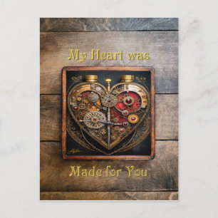 Steampunk Rubies And Gears Dark Heart Postcard