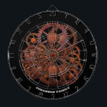Steampunk Rusted Gears 19th Century Machines Dartboard<br><div class="desc">Steampunk life rusty gears dark grunge dart game board with a Victorian era graphic on a black background. Steampunk inspired by the 19th century of steam powered machinery and fantasy science fiction genre. You can change the name text using the "personalize this template" feature. Gears Image by Susann Mielke from...</div>
