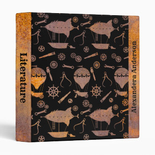Steampunk Rusty Airships Theme Custom Name Binder