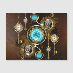 Steampunk Rusty Background with Turquoise Lenses