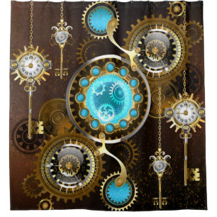 Steampunk Rusty Background with Turquoise Lenses