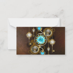 Steampunk Rusty Background with Turquoise Lenses Advice Card