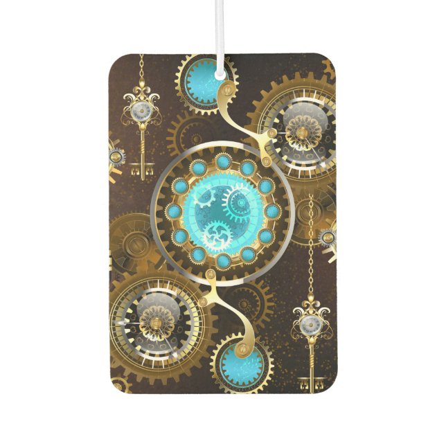 Steampunk Rusty Background with Turquoise Lenses Air Freshener (Front)