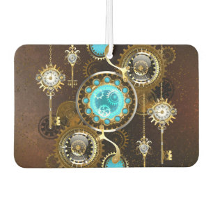 Steampunk Rusty Background with Turquoise Lenses Air Freshener