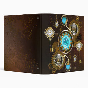 Steampunk Rusty Background with Turquoise Lenses Binder