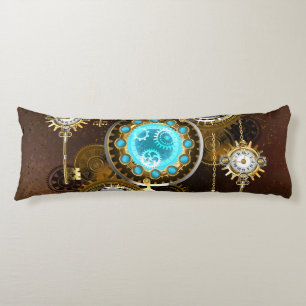 Steampunk Rusty Background with Turquoise Lenses Body Pillow