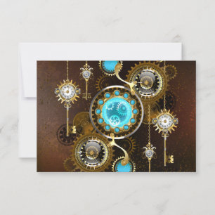 Steampunk Rusty Background with Turquoise Lenses Card