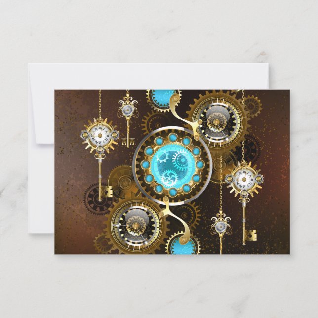 Steampunk Rusty Background with Turquoise Lenses Card (Front)