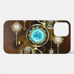 Steampunk Rusty Background with Turquoise Lenses iPhone 12 Pro Case