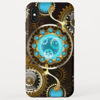 Steampunk Rusty Background with Turquoise Lenses