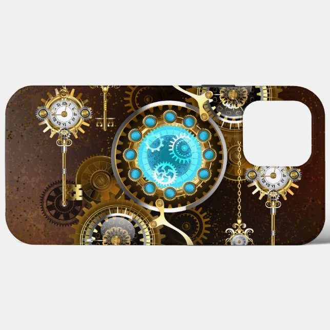 Steampunk Rusty Background with Turquoise Lenses Case-Mate iPhone Case (Back (Horizontal))